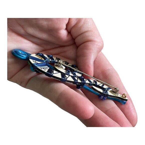 Vintage Liztech Artisian Signed Brooch Treble Clef Music Note - Picture 8 of 11